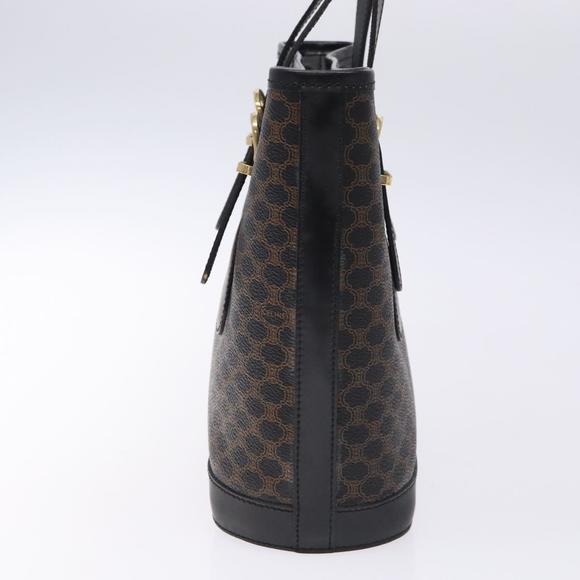 CELINE Macadam Canvas Tote Bag PVC Leather Black Gold Auth gh486 - Picture 5 of 16